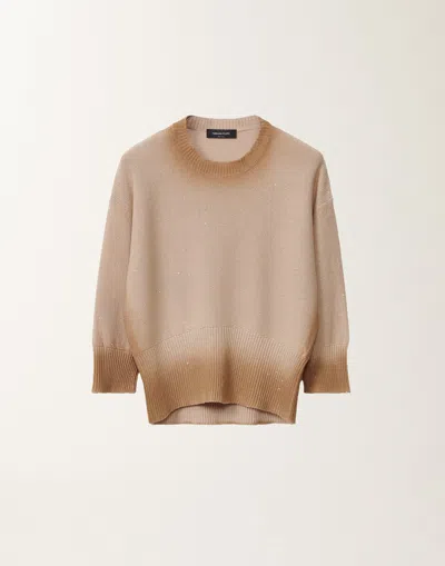 Fabiana Filippi Cotton And Linen Sweater With Sequins In Sand