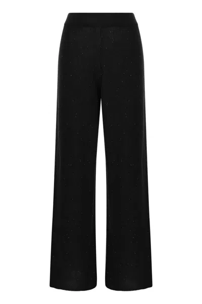 FABIANA FILIPPI FABIANA FILIPPI COTTON AND LINEN TROUSERS WITH MICRO SEQUINS