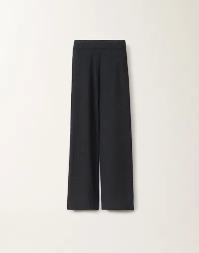 Fabiana Filippi Cotton And Linen Trousers With Sequins In Blue