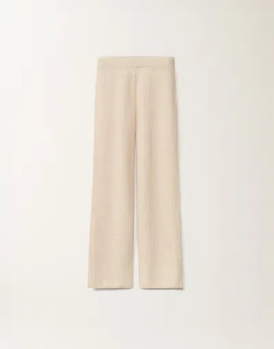 Fabiana Filippi Cotton And Linen Trousers With Sequins In Vanilla