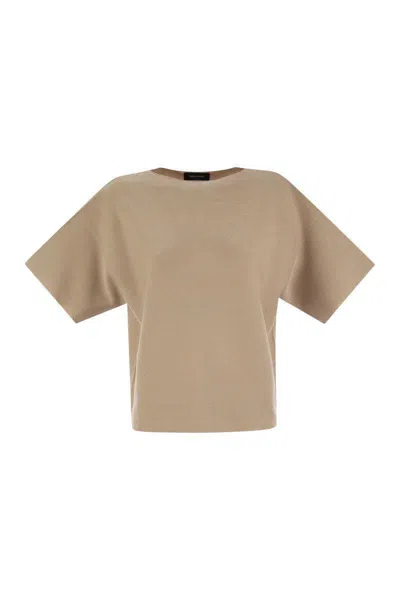 Fabiana Filippi Cotton And Lurex Boat-neck Sweater In Beige