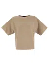 Fabiana Filippi Cotton And Lurex Boat-neck Sweater In Beige