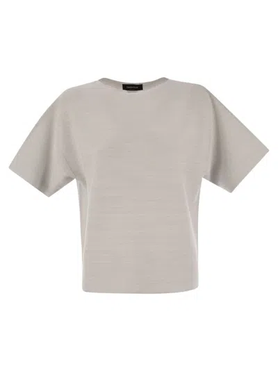 Fabiana Filippi Cotton And Lurex Boat-neck Sweater In Gray