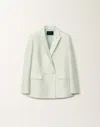 Fabiana Filippi Cotton And Silk Double-breasted Mikado Jacket In Aquagreen