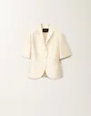 Fabiana Filippi Cotton And Silk Short-sleeved Mikado Jacket In Vanilla