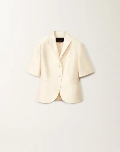 Fabiana Filippi Cotton And Silk Short-sleeved Mikado Jacket In Vanilla