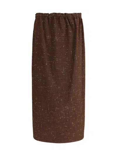 Fabiana Filippi Cotton And Wool Midi Skirt In Brown