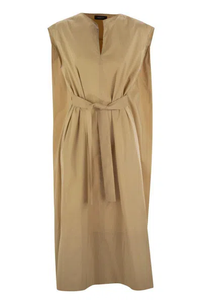 Fabiana Filippi Cotton-blend Dress With Diamond Thread In Beige