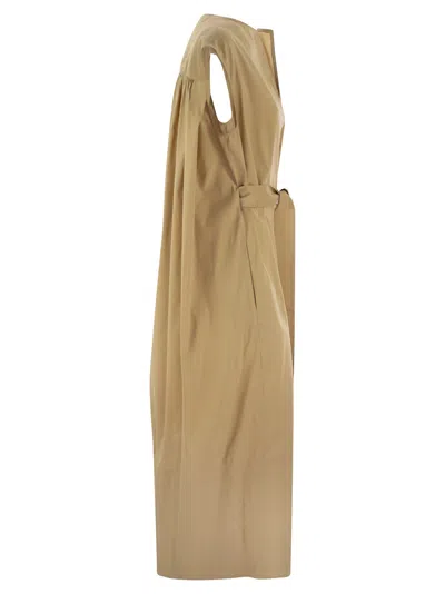 Fabiana Filippi Cotton-blend Dress With Diamond Thread In Beige