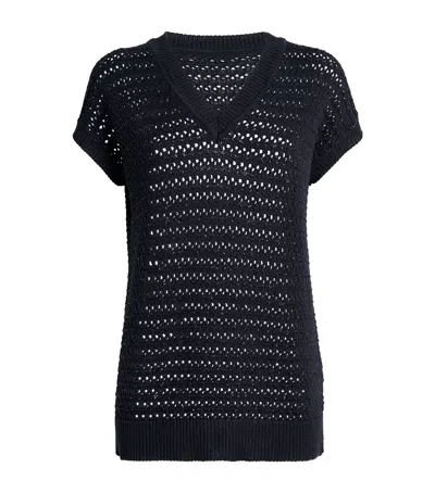 Fabiana Filippi Cotton-blend Sequinned Sweater In Navy