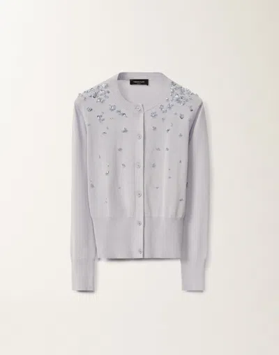 Fabiana Filippi Cotton Cardigan In Lavender