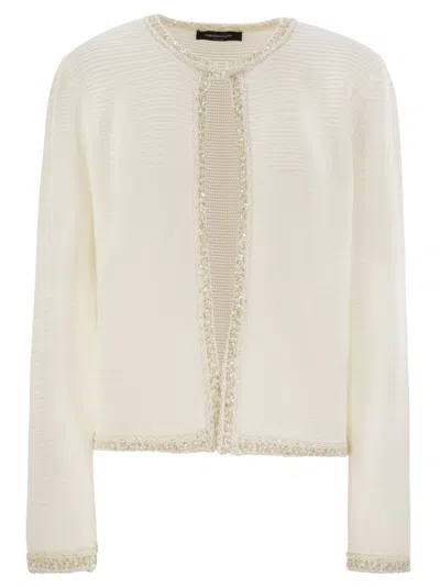 FABIANA FILIPPI COTTON COLLARLESS CARDIGAN