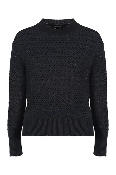 Fabiana Filippi Cotton Crew-neck Sweater In Blue