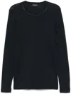 Fabiana Filippi Ribbed Crewneck Slim Fit Sweater In Blue
