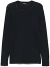Fabiana Filippi Ribbed Crewneck Slim Fit Sweater In Blue