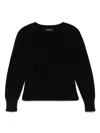 Fabiana Filippi Ribbed Crewneck Sweater With Fitted Cuffs In Blue