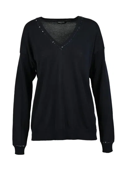 Fabiana Filippi Cotton Crewneck Sweater - Blue In Black
