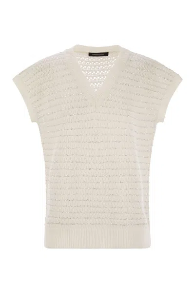 FABIANA FILIPPI FABIANA FILIPPI COTTON CROCHET JUMPER WITH SEQUINS