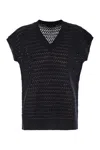Fabiana Filippi Cotton And Linen Vest With Sequins In Black