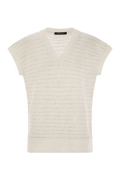 FABIANA FILIPPI FABIANA FILIPPI COTTON CROCHET JUMPER WITH SEQUINS