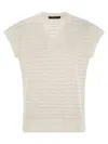 Fabiana Filippi Cotton Crochet Jumper With Sequins In Neutral