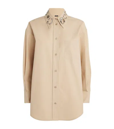 Fabiana Filippi Cotton Embellished Collar Shirt In Gold