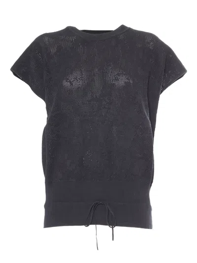 Fabiana Filippi Cotton Jacquard Crewneck Vest In Black