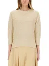 Fabiana Filippi Cotton Jersey Knitwear 3/4 Sleeves In Powder