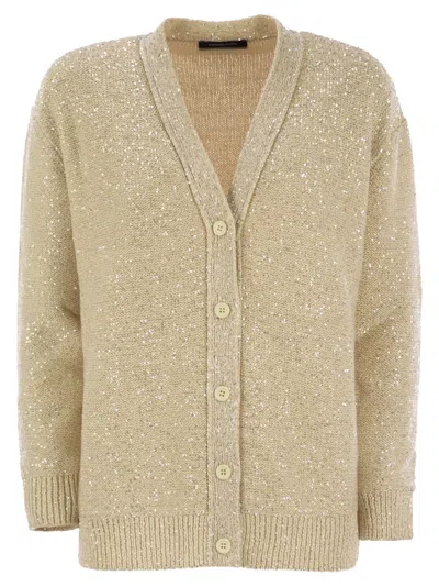 FABIANA FILIPPI FABIANA FILIPPI COTTON KNIT CARDIGAN WITH SEQUINS