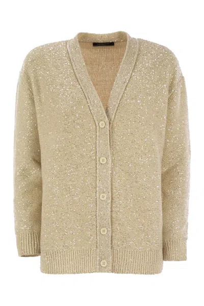 FABIANA FILIPPI FABIANA FILIPPI COTTON KNIT CARDIGAN WITH SEQUINS