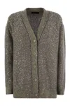 Fabiana Filippi Sequin Cotton Ribbon V Neck Cardigan