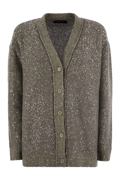 FABIANA FILIPPI FABIANA FILIPPI COTTON KNIT CARDIGAN WITH SEQUINS