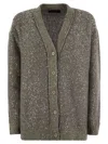 Fabiana Filippi Sequin Cotton Ribbon V Neck Cardigan In Grey