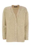 Fabiana Filippi Beige V Neck Sweater With Button Front In Yellow