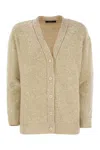Fabiana Filippi Beige V Neck Sweater With Button Front In Yellow