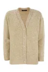 Fabiana Filippi Beige V Neck Sweater With Button Front In Yellow