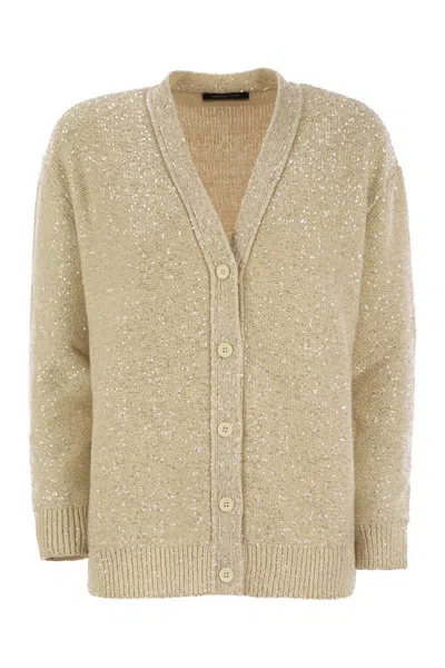 FABIANA FILIPPI FABIANA FILIPPI COTTON KNIT CARDIGAN WITH SEQUINS