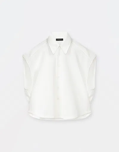 Fabiana Filippi Cotton Knit Sleeveless Cropped Shirt In White