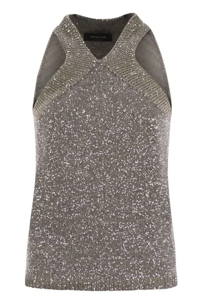 FABIANA FILIPPI FABIANA FILIPPI COTTON KNIT TANK TOP WITH SEQUINS