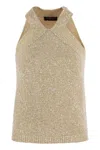 Fabiana Filippi Cotton Knit Tank Top With Sequins In Neutral