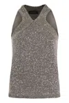 Fabiana Filippi Cotton Knit Tank Top With Sequins In Grey