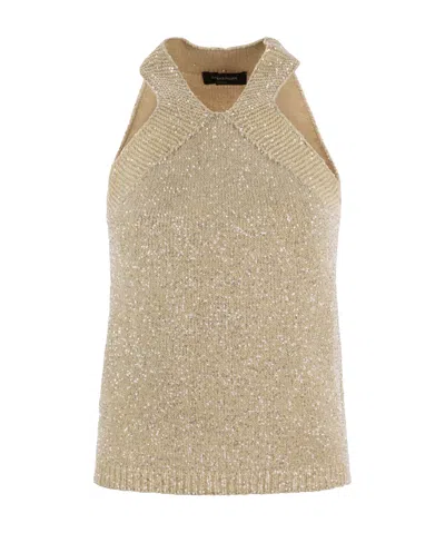 FABIANA FILIPPI COTTON KNIT TANK TOP WITH SEQUINS