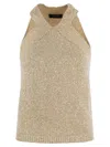 Fabiana Filippi Cotton Knit Tank Top With Sequins In Powder