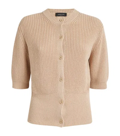 Fabiana Filippi Cotton-linen Sequinned Cardigan In Beige