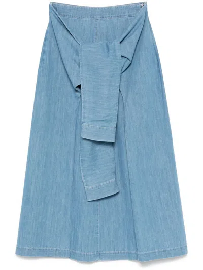 Fabiana Filippi Maxi Skirt With Tied Waist Detail In Blue
