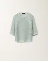 Fabiana Filippi Lightweight Open-knit Round Neck Knitwear In White/aquagreen