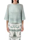 Fabiana Filippi Open Knit Short-sleeved Sweater In Blue