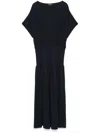 Fabiana Filippi Relaxed Black Midi Dress With Gathered Waist