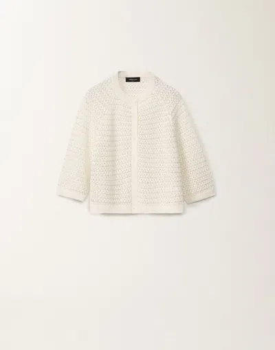 Fabiana Filippi Cotton Open Cape With Sequins In White
