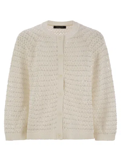 FABIANA FILIPPI COTTON OPEN CAPE WITH SEQUINS